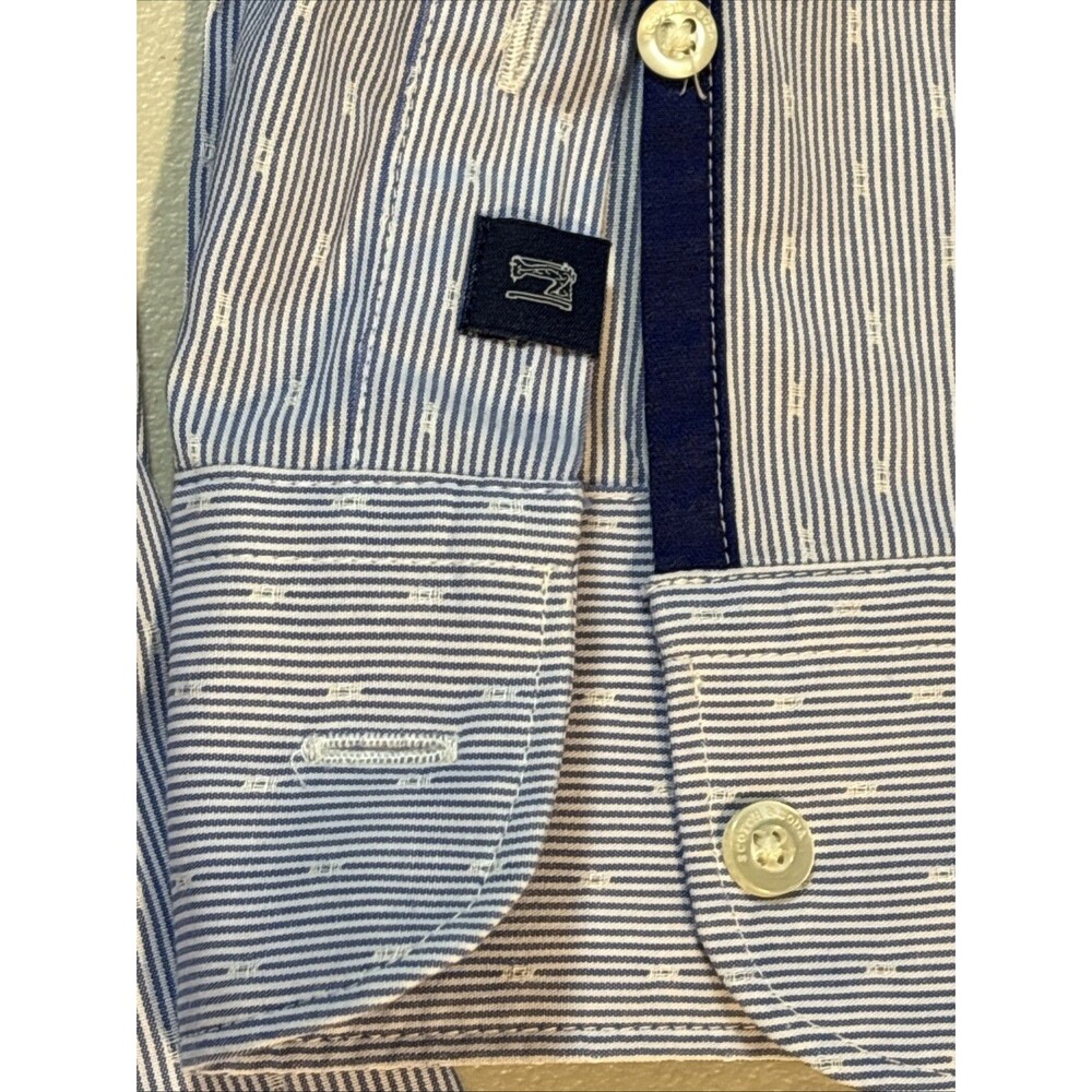 Scotch & Soda My Favorite Dress Shirt L Blue Stripes Long Sleeve Button Up - Picture 8 of 16
